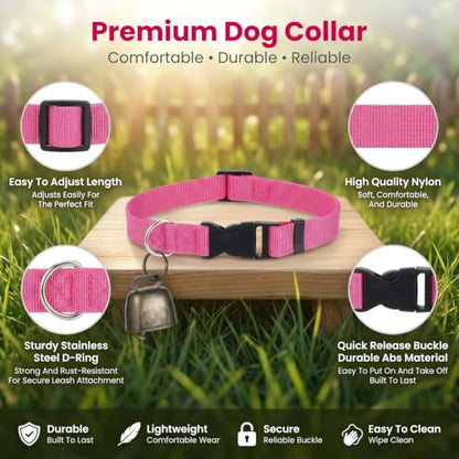 3 Pack Goat Collars with Bells Anti-Lost Adjustable Collar Set | Nylon Webbing 13.7-20.5 Inch Collar Durable Small Farm Animals Accessories Tracking for Animal Farm Sheep Cow