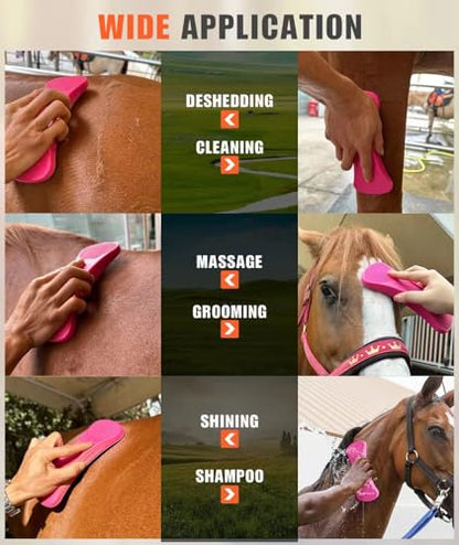 Horse Grooming Shedding Tool - Blade-Free Horses Brush for Grooming Kit Supplies, Pink