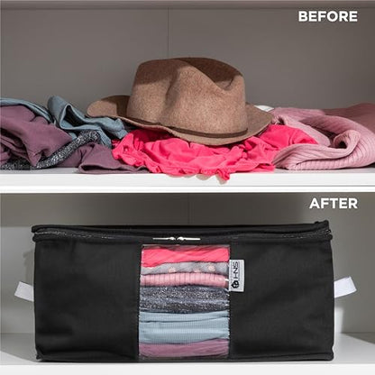 Cedar Clothes Storage Bag Organizer, Protects From Moths, Set of 2, Black - color: Black