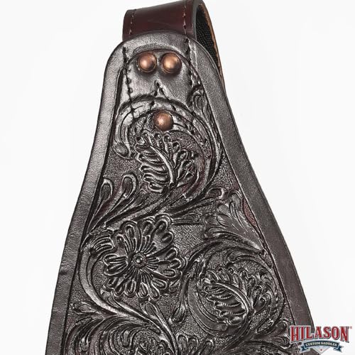 HILASON Tan Leather Saddle Fender Pair with Hobble Strap - color: DARK BROWN