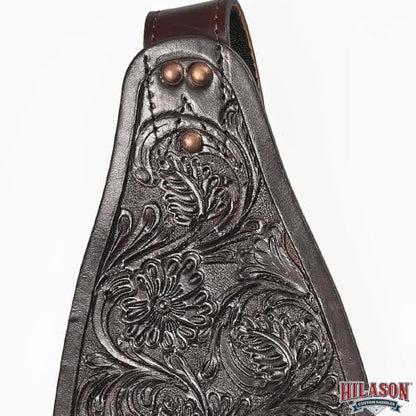 HILASON Tan Leather Saddle Fender Pair with Hobble Strap - color: DARK BROWN