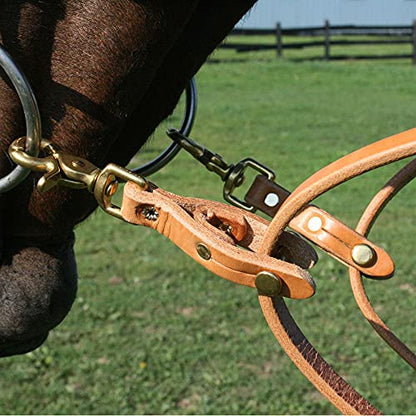 Billy Royal Harness Leather Pulley Draw Reins | 15” Long x 5/8” Wide | Unique One-Piece Design | Will Not Bind or Pinch | Great for Training | Heavy Duty Solid Brass Snaps | Light Oil Color