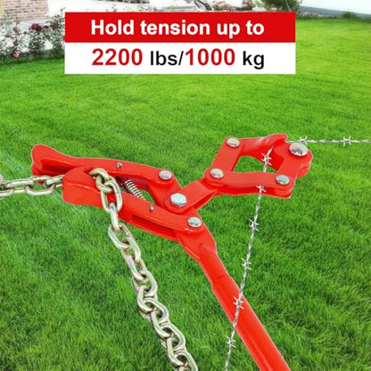 Barbed Wire Fence Stretcher, Steel 47.25" Chain Link Fence Strainer | Chain Link Puller Labor-Saving Lever Design Capacity 2200lbs - color: Red