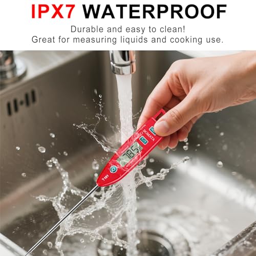 BOMATA Digital Water Thermometer for Liquid, Meat, Cooking, IPX7 Waterproof - color: Red