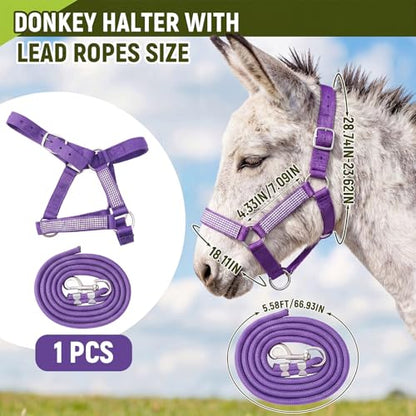 1 Set Mini Donkey Halter with Lead Rope Adjust, Purple - color: Purple