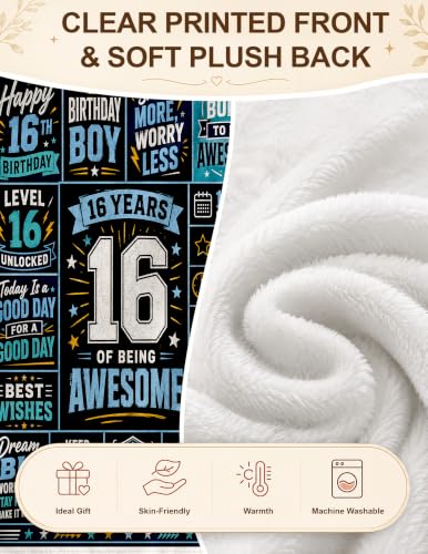 Sweet 16 Gifts for Boys, Sweet 16 Blankets,16th Birthday Gifts | Gifts for Sons/Brother/Friends,16 Year Old Boy Christmas Gift Ideas Coolest Gifts 16th Birthday Blanket Stuff 50*60 - color: 16 Boy
