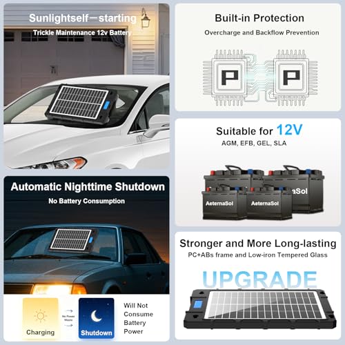 7.5W Solar Car Battery Charger 12V Portable Waterproof Solar Panel Trickle Charger Maintainer with Smart PWM for Car, Automotive, Motorcycle, Boat, Marine, RV,Trailer, Snowmobile, etc. - color: 7.5W PWM Solar Battery Charger