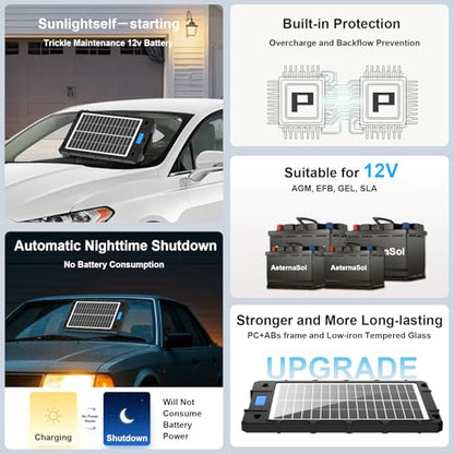 7.5W Solar Car Battery Charger 12V Portable Waterproof Solar Panel Trickle Charger Maintainer with Smart PWM for Car, Automotive, Motorcycle, Boat, Marine, RV,Trailer, Snowmobile, etc. - color: 7.5W PWM Solar Battery Charger