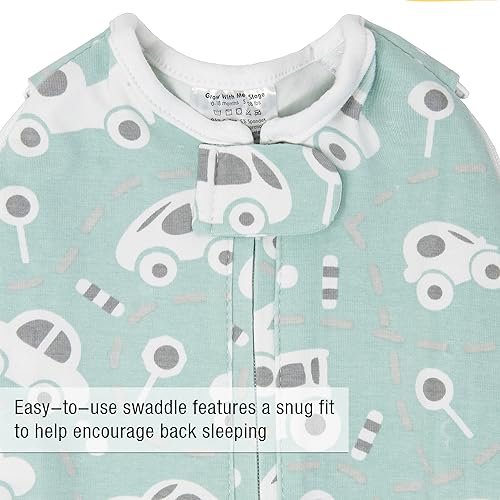 Woombie Grow with Me Baby Swaddle , Convertible Swaddle Fits 0-9 Months, Expands to Wearable Blanket for up to 18 Months, Buzzy Cars - color: Buzzy Cars, style: Grow With Me