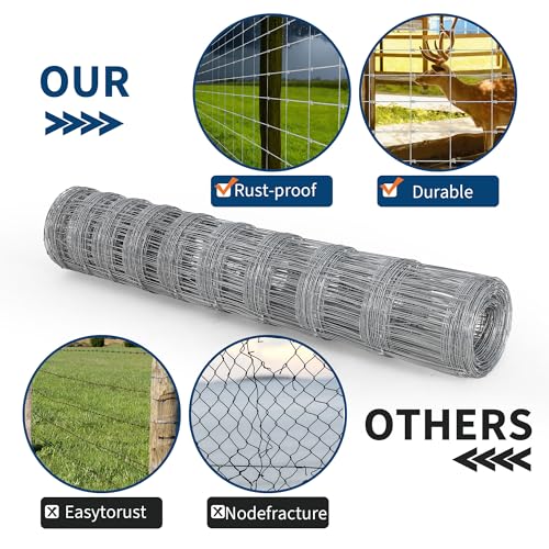 Livestock Wire Fence 4Ft x 328Ft Galvanized Wire for Livestock Deer Goat - size: 4ft x 328ft