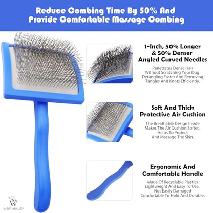 Slicker Brush for Dogs - Long Pin Doodle Grooming Brush, Large | For Goldendoodles, Poodles, Labradoodles & Long-Haired Dogs - Detangles Dense Coats, Removes Knots & Mats and Restores Fluff