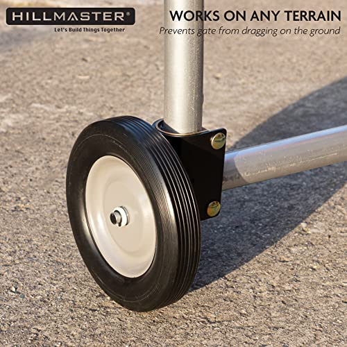 HILLMASTER Heavy Duty 8 Inch Gate Wheel Gate Caster Kit with 1-5/8" Thru 2" Gate Frames, Durable Gate Helper Wheel Gate Support Wheel for Chain Link Fence Swing Gate, Black