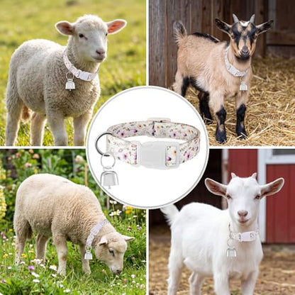 Goat Collar with Copper Bell Set for Sheep Lambs Pygmy Goat,Wildflower