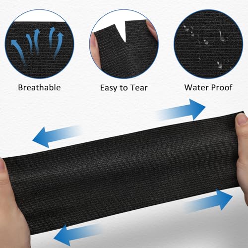 TOBWOLF 12PCS Self Adherent Bandage, 4" x5yd Cohesive Elastic Bandage Wrap - color: Black