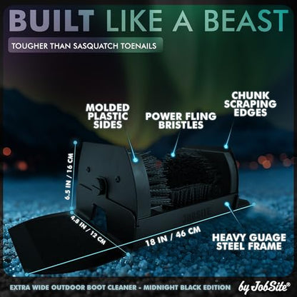 Midnight Black Boot Scrubber - Outdoor Shoe Scraper Brush - No Mount Shoe Cleaner - Sasquatch Sized - color: Midnight Black