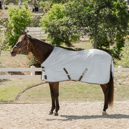 Equinavia Gard Horse Fly Sheet Nylon Mesh Equine Fly Sheet for Horses, Pony - color: Silver Gray, size: 75 in