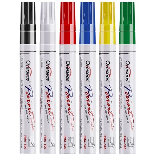 Overseas Paint Pens Paint Markers, 6 Colors Oil Based Permanent Markers - size: 1 Count (Pack of 6)