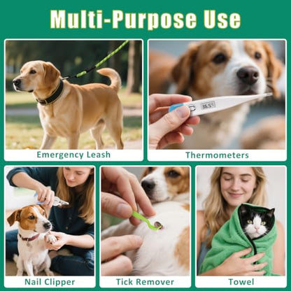 Pet First Aid Kit for Dogs - Pet Emergency Kit for Camping Hiking Traveling Hunting and Sports (Green) - color: Green