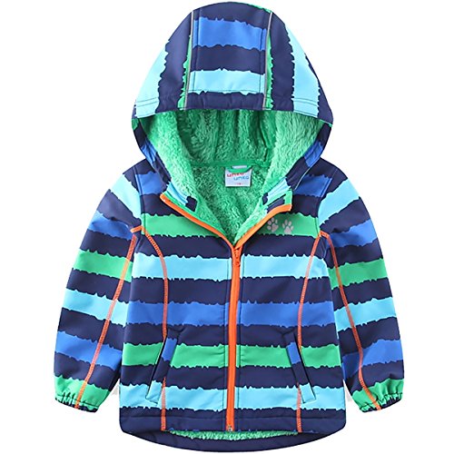 Warm Windbreaker Jacket for Kids Fleece Lined Hoodie 18M-7T - color: Blue, size: 3T