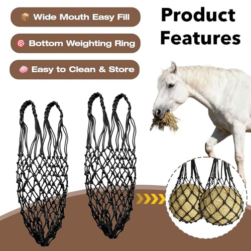 2 PCS Hay Net for Horses, 40" Slow Feed Hay Bag