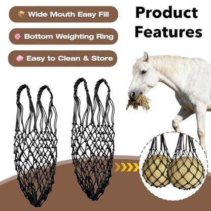 2 PCS Hay Net for Horses, 40" Slow Feed Hay Bag