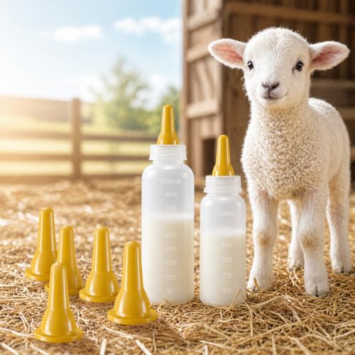 KTXM-Lamb Goat Bottle Nipples, 6-Pack Silicone Feeding Nipples, Pre-Cut X Opening, Replacement Livestock Nursing Teats for Baby Lambs, Goat Kids and Piglets（Bottle not Included）