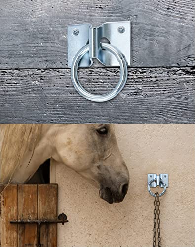 QWORK 2" Cross Tie Rings for Horse Through, 2 Pack Tie - Equestrian and Livestock Ties Loop Hay Net Loop Horse