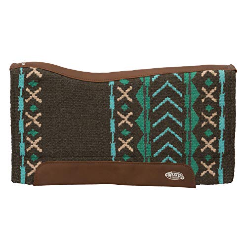 Weaver Leather unisex adult Synergy Contoured EVA Sport Foam Saddle Pad Merino Wool Fleece Liner Charcoal Turquoise, Mojave - Charcoal/Turquoise, 33 x 38 US