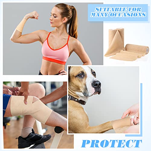 Nuanchu 3 Pcs Self Adhesive Cohesive Wrap Bandage 6inch x 5yard, Beige - color: Beige