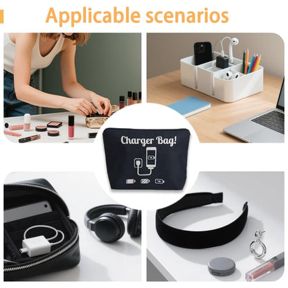 ShiQiao Spl Chargers Organiser Bag Black Charging Cables Travel Toiletry Pouch Electronic Charger Organiser Makeup Bag with Zipper Birthday Gifts for Mum Dad Charger Makeup Cosmetic Bags pouches - style: Charger Bag