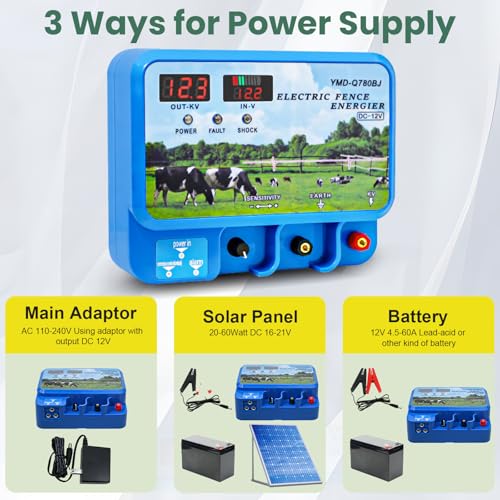 15.5J Electric Fence Charger, 15.5 Joules 600 Acres, Input 12V Output 12KV