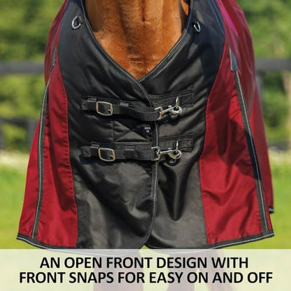 STORM SHIELD Extreme Turnout Sheet - Playful Horses | Size 68 Slate Blue | 1680 Denier | Contour Collar | Criss-Cross Surcingle | Euro Fit | Waterproof, Windproof & Breathable | Easy Snap Front