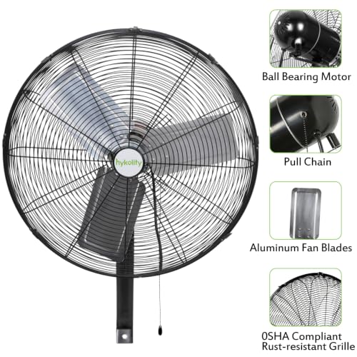 hykolity 24 in. 6500 CFM High Velocity Industrial Wall Fan, 3-Speed Heavy Duty Wall Mount Oscillating Shop Fan for Commercial, Warehouse, Garage, Workshops, Factory, 2 Pack - size: 24 IN