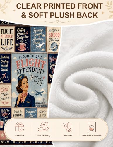 Flight Attendant Gifts Blanket, Cool Birthday Gifts for Women, 50*60 - color: Flight Attendant