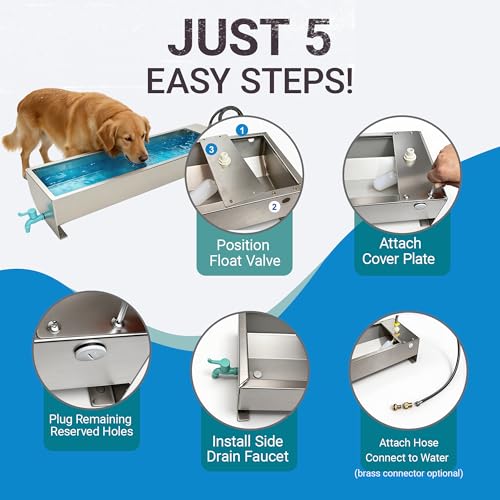 Automatic Livestock Waterer Drinking Trough Large Dog Water Bowl Dispenser 3 Gallon Stainless Steel with Float Valve for Cattle Chicken Goat Horse Pigs Poultry Outdoor Animals - size: 3 Gallon