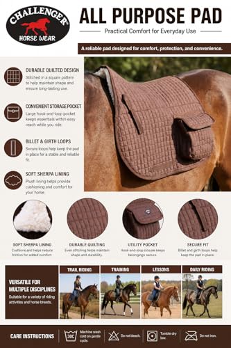Horse English Quilted Faux Fur All-Purpose Saddle Pad Pockets 72152 - color: Brown