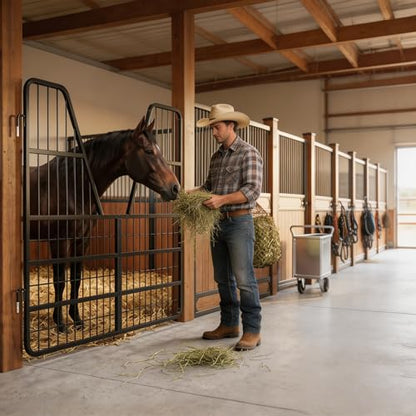 52 x 42in Horse Stall Door with Welded Steel Frame, Heavy Duty 0.8in Horse Stall Gate, Two-Way Opening Stall Guard for Horses, Stronger Stall for Stable Safety, Farms, Barn and Equestrian Accessories