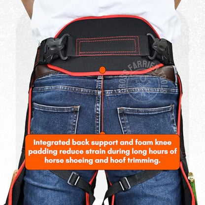 – Premium Cowhide Leather Farrier Apron | Adjustable Waist | Breathable Air Mesh Lining, Foam Knee Pads, Magnets & Knife Pockets | Professional Hoof Trimming Chaps (70cm - 27inch) - color: Red- Black, size: 70cm - 27inch