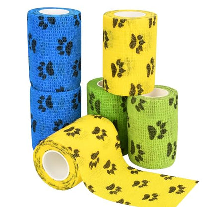 6pcs 3" Self Adhesive Bandage Wraps Paw Prints A - size: 6pcs 3" Paw Prints A