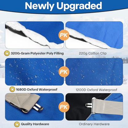 Turnout Horse Blankets Care Sheets, Blue 1800D Waterproof Breathable 320 Gram Filling (US 72 in(EU 135 cm)) - size: US 72 in(EU 135 cm)