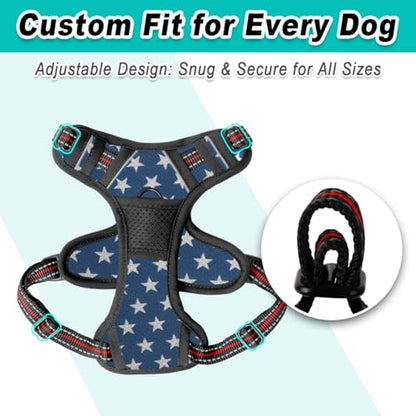 BARKBAY Dog Harness for Small Sized Dog No Pull Mesh 2 Clips Dog Vest - color: Blue Star-Mesh, size: X-Small