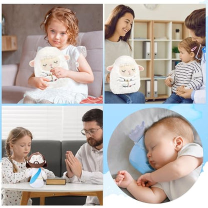 Lamb Jesus Plush Toy: 8-Inch Soft Holiness Sheep Stuffed Animal with Jesus Loves Me and Cross Embroidery, Baptism and First Communion Gifts, Christian Prayer Pillow for Kids Baby Girls Boys - style: Jesus Lamb