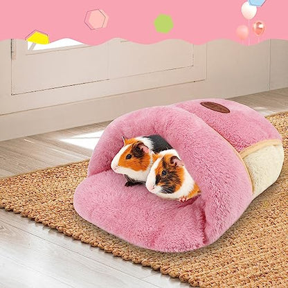 YUEPET Guinea Pig Bed, Warm Fleece Slipper Cuddle Cave, Pink - color: Pink, size: 1PCS