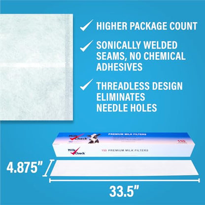 Milk Check – Premium Milk Filter Sock 4 7/8" x 33 ½" [BOX – 150 Filters]