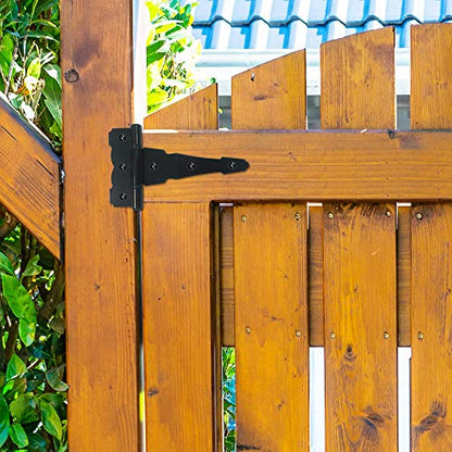 Nuvo Iron Black Decorative Ornamental Tee Hinge Set - Includes Handle, Hinges, Latch and Catch- 5"
