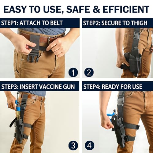 50mL Adjustable Repeater Syringe + Heavy Duty Belt Holster Continuous Injector (1-5mL) & Hands Free Carrier Bundle for Cattle, Sheep & Swine, Blue Syringe & Black Holster - color: 50mL Blue Syringe + Black Holster