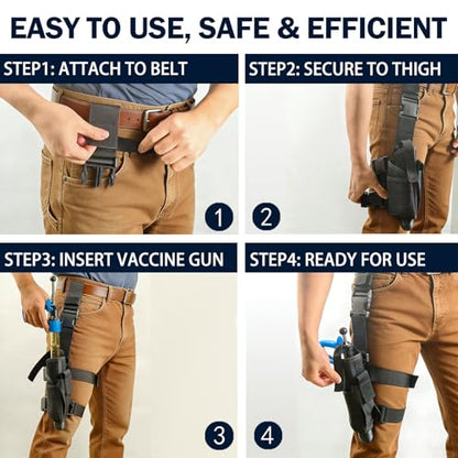 50mL Adjustable Repeater Syringe + Heavy Duty Belt Holster Continuous Injector (1-5mL) & Hands Free Carrier Bundle for Cattle, Sheep & Swine, Blue Syringe & Black Holster - color: 50mL Blue Syringe + Black Holster