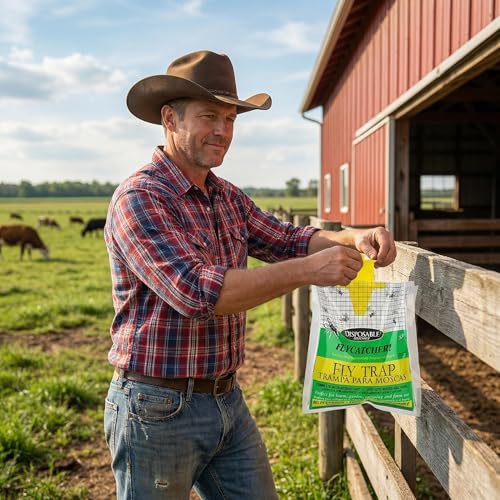 10-Pack Hanging Fly Trap Set with Disposable Bags; Includes Bait, Non-Toxic; Ideal for Backyards, Farms, Barns, Patios, and Gardens
