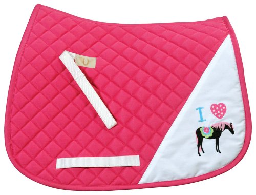 TuffRider I Heart Pony Girls Saddle Pad | Diamond Quilting Horse Riding Saddle Pad for Young Riders