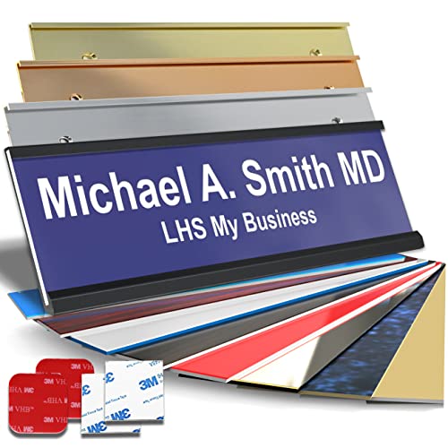 Custom Office Door Name Plate, Wall Sign Purple with White Letters, 2x6 | Mounting Included 10+ Options, Desk, Wall, Cubicle & Door Nameplate Holders, 3M Adhesive, Hanging, Personalized & Made in USA - color: B13 - Purple & White Lettering, size: 2x6 Sign